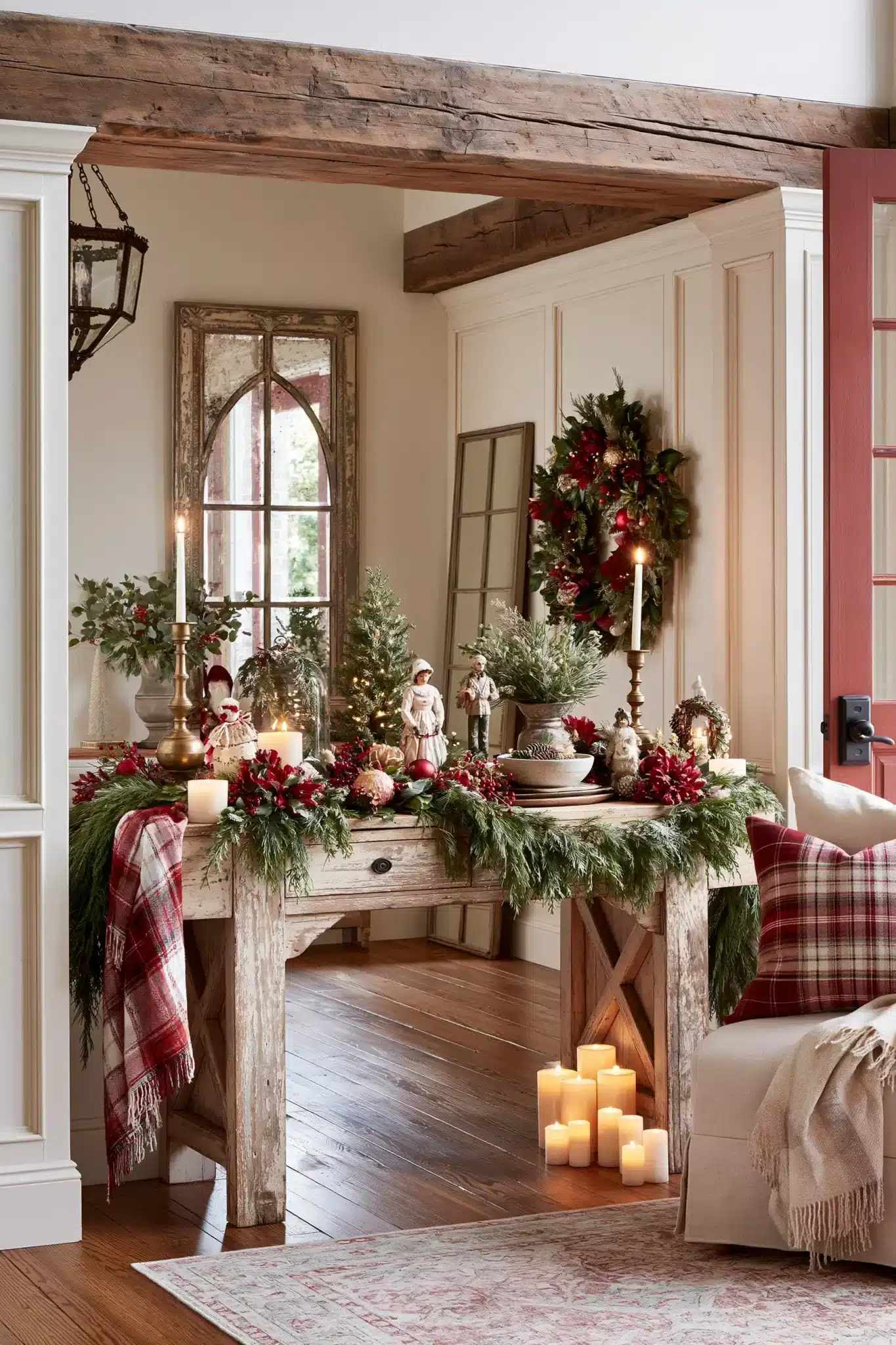 29 Christmas Entryway Table Decor Ideas That Say Hello Before Anything Else christmas entryway table decor