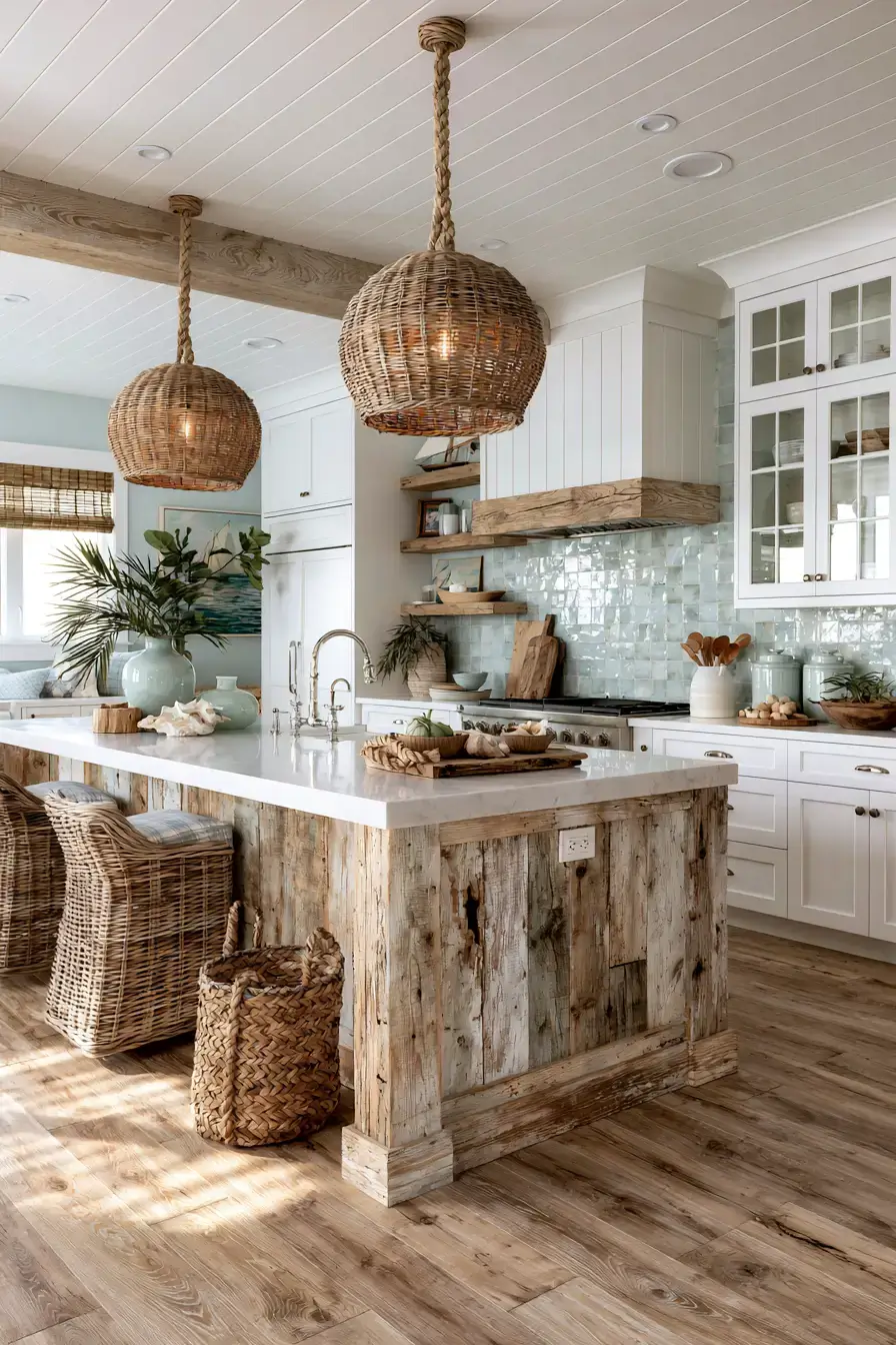 29 Nautical Kitchen Ideas with a Rope Pendant Light