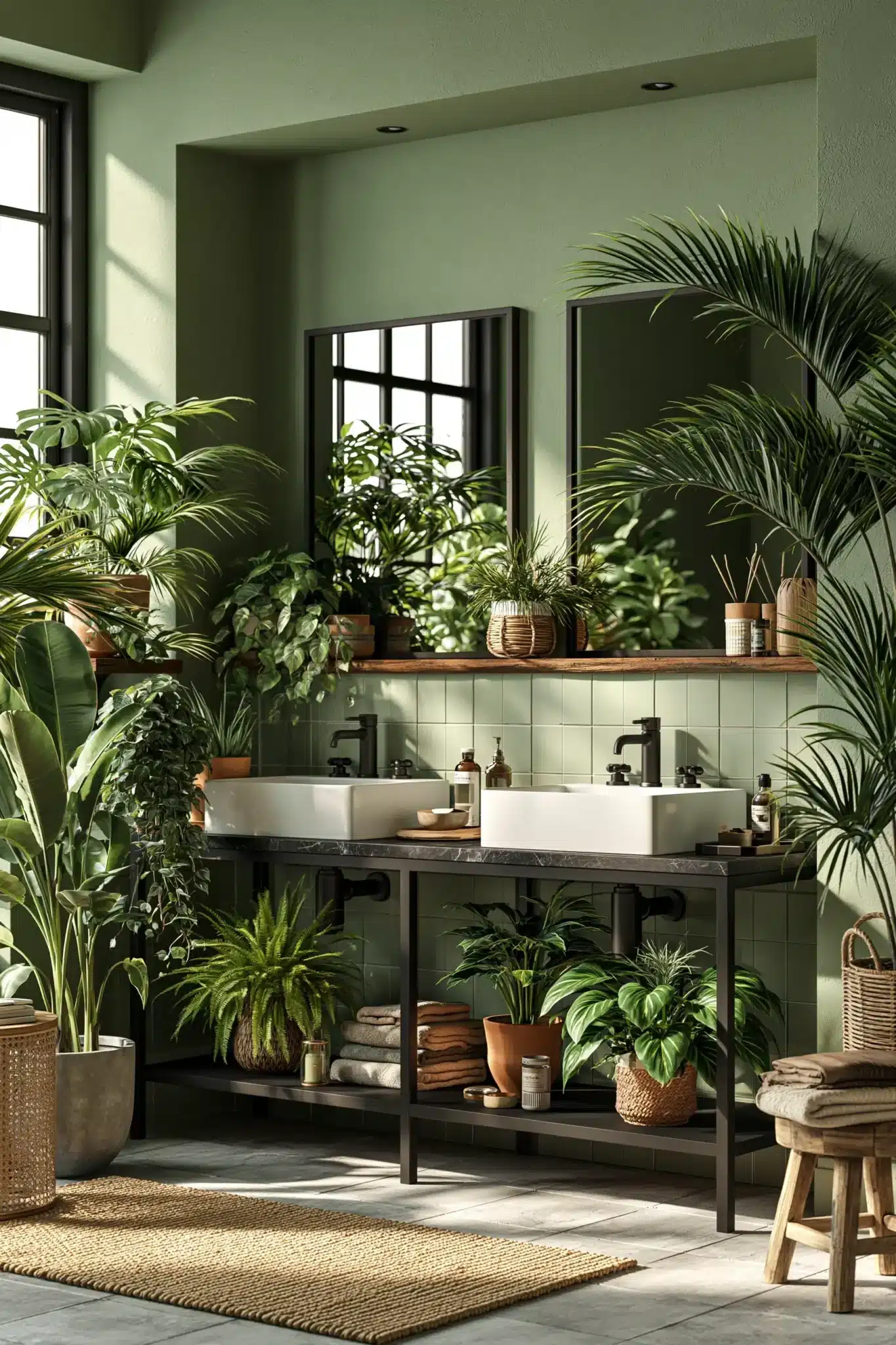 29 Sage Green and Black Bathroom Ideas for a Room That Feels Grounded sage green and black bathroom