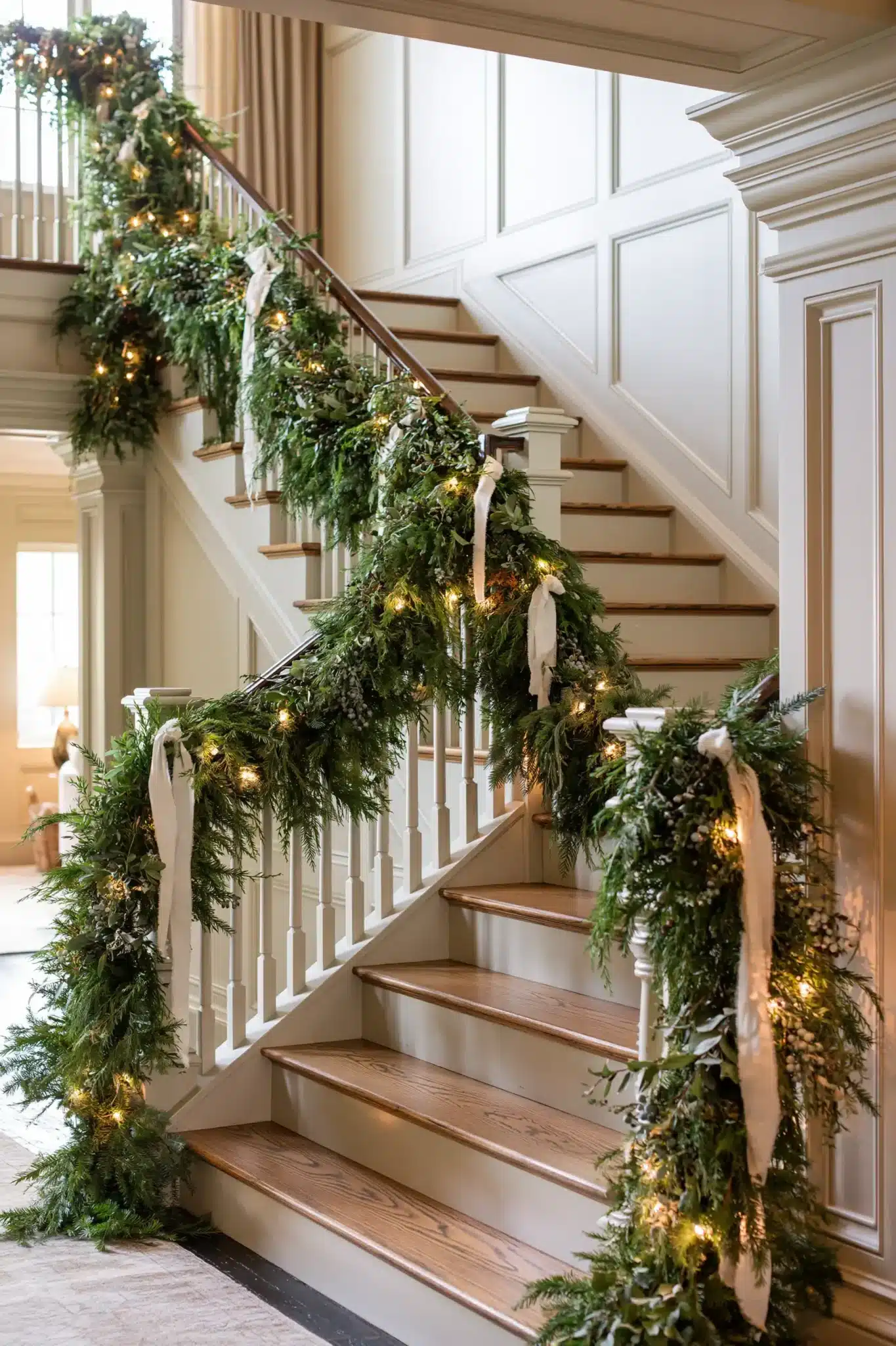 29 Christmas Staircase Decor Ideas for a Railing Worth Photographing christmas staircase decor