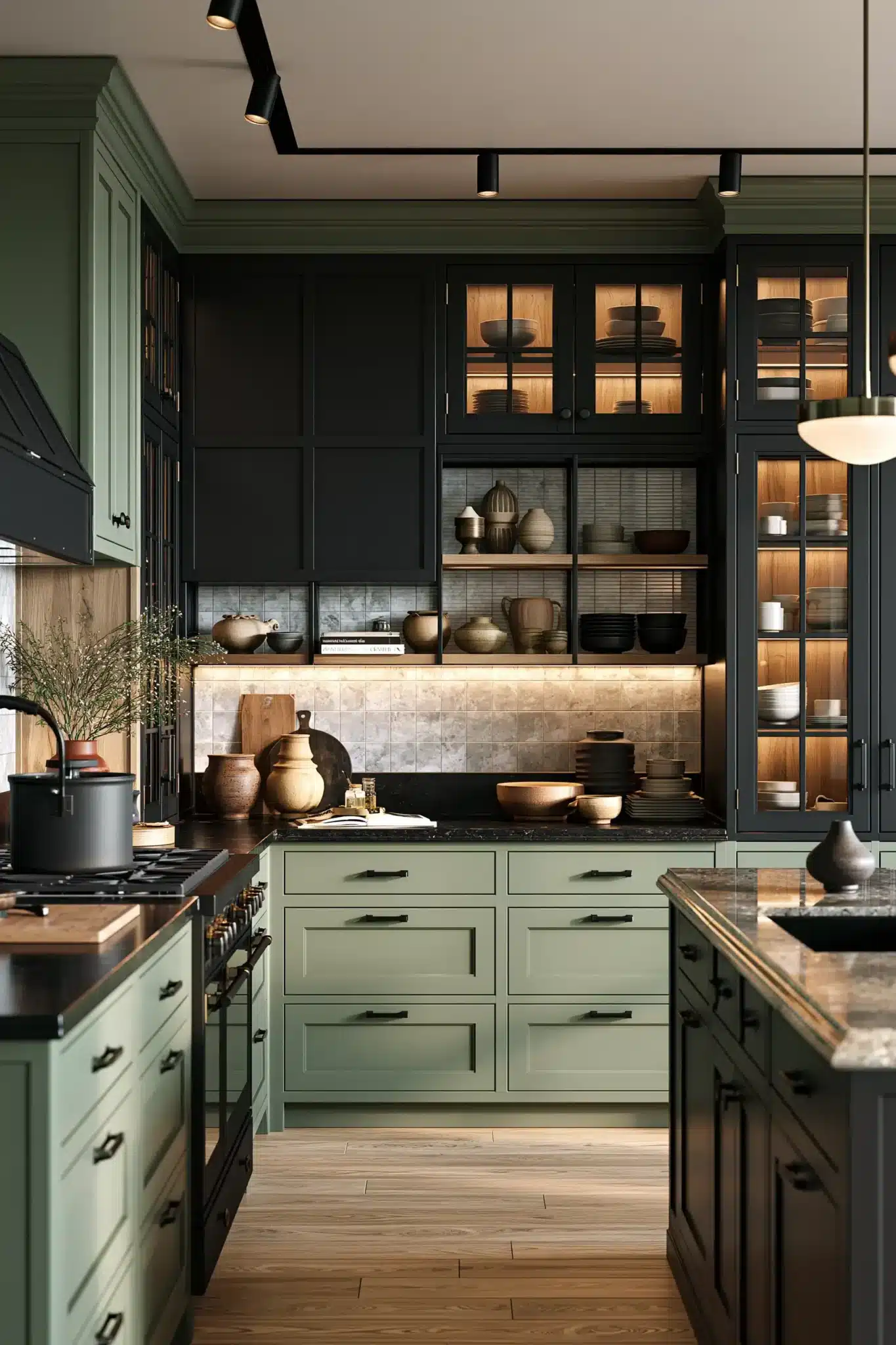 29 Sage Green and Black Kitchen Ideas for a Cook Space With a Little Bite sage green and black kitchen