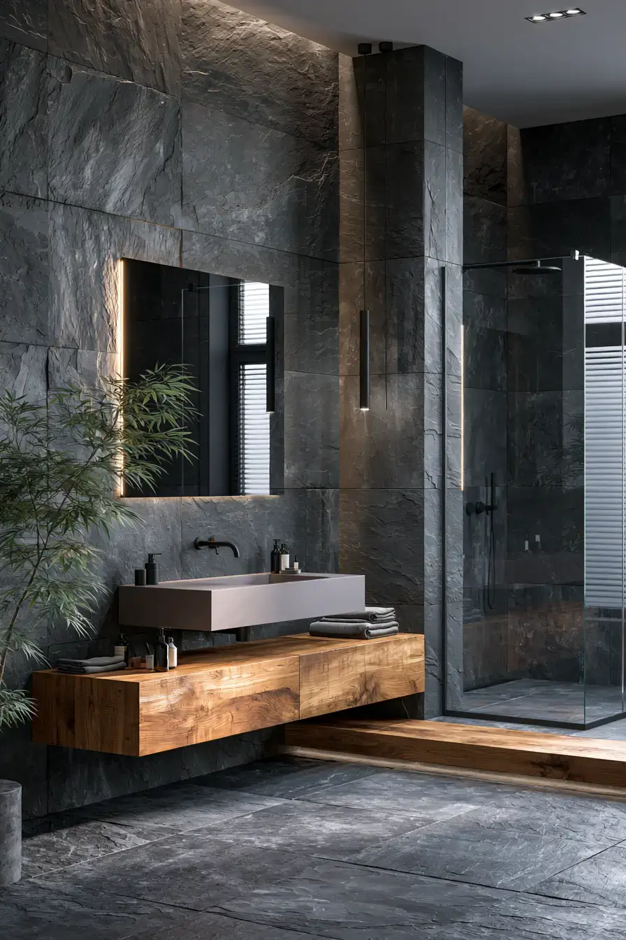 29 Natural Stone Bathroom Ideas with a Travertine Wall