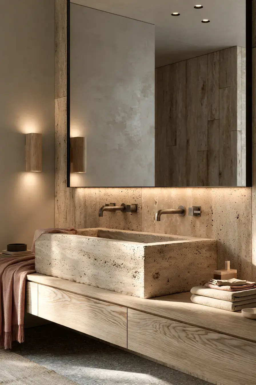 29 Stone Sink Bathroom Ideas for a Vanity With Real Weight stone sink bathroom