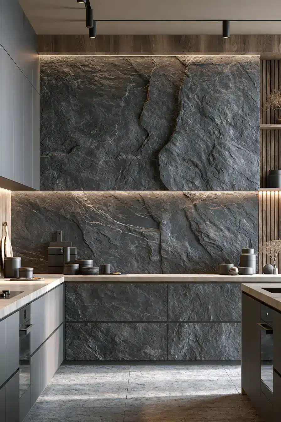 29 Natural Stone Backsplash Kitchen Ideas for a Surface With Real Character natural stone backsplash kitchen