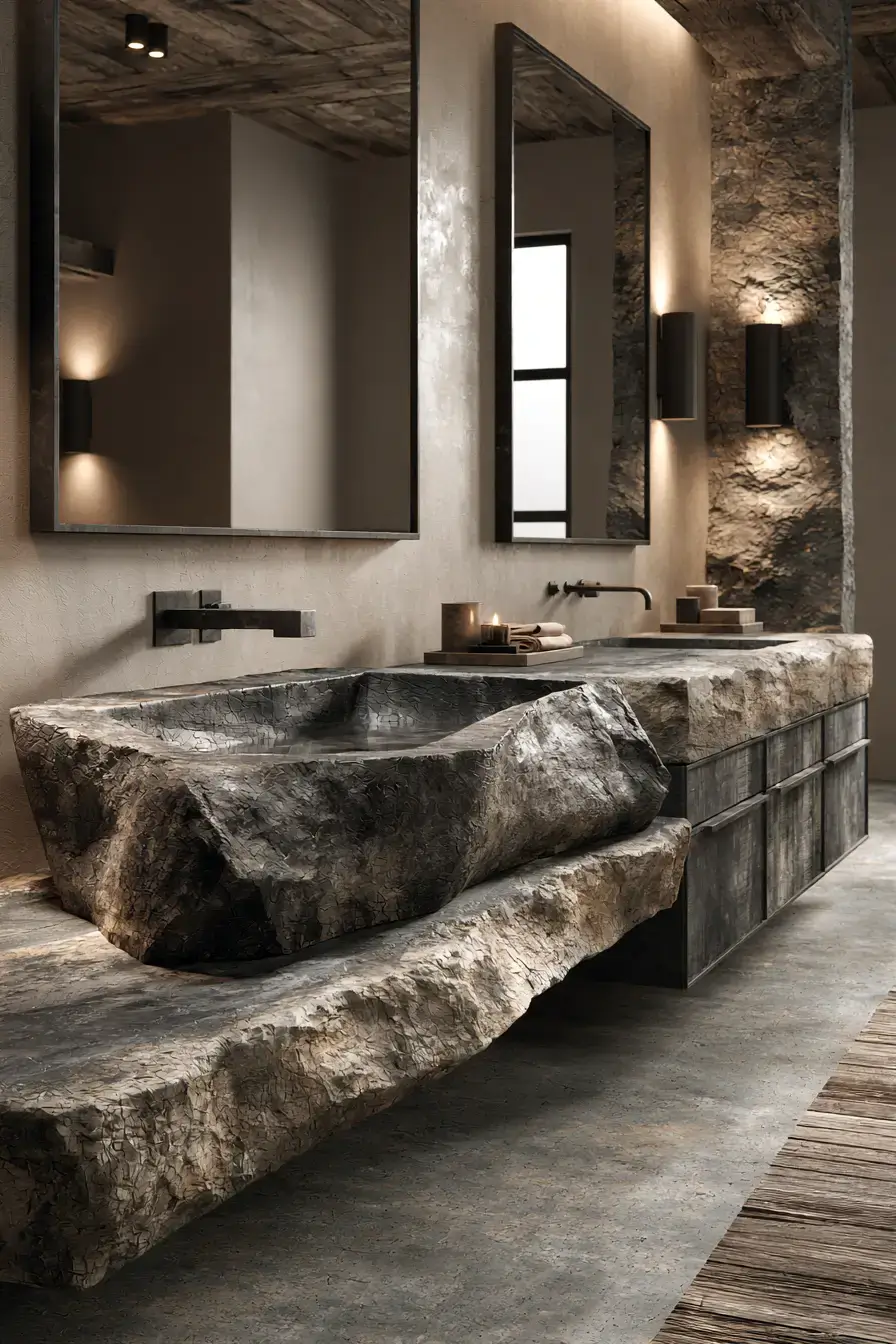 29 Stone Sink Bathroom Ideas for a Vanity With Real Weight stone sink bathroom
