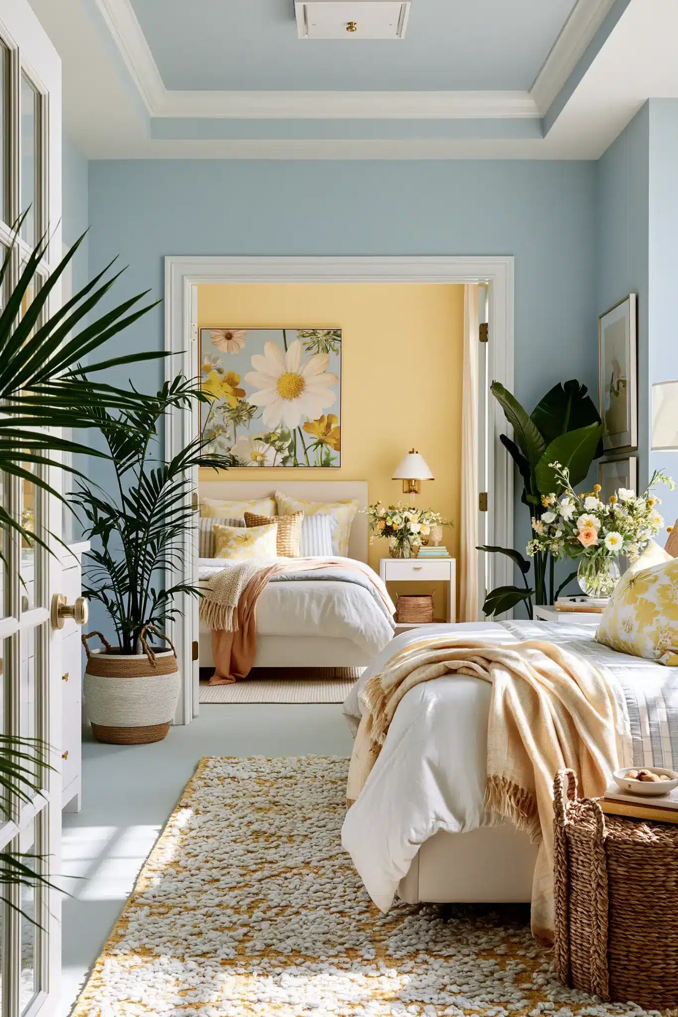 29 Light Blue and Yellow Bedroom Ideas for a Room That Wakes Up Early light blue and yellow bedroom
