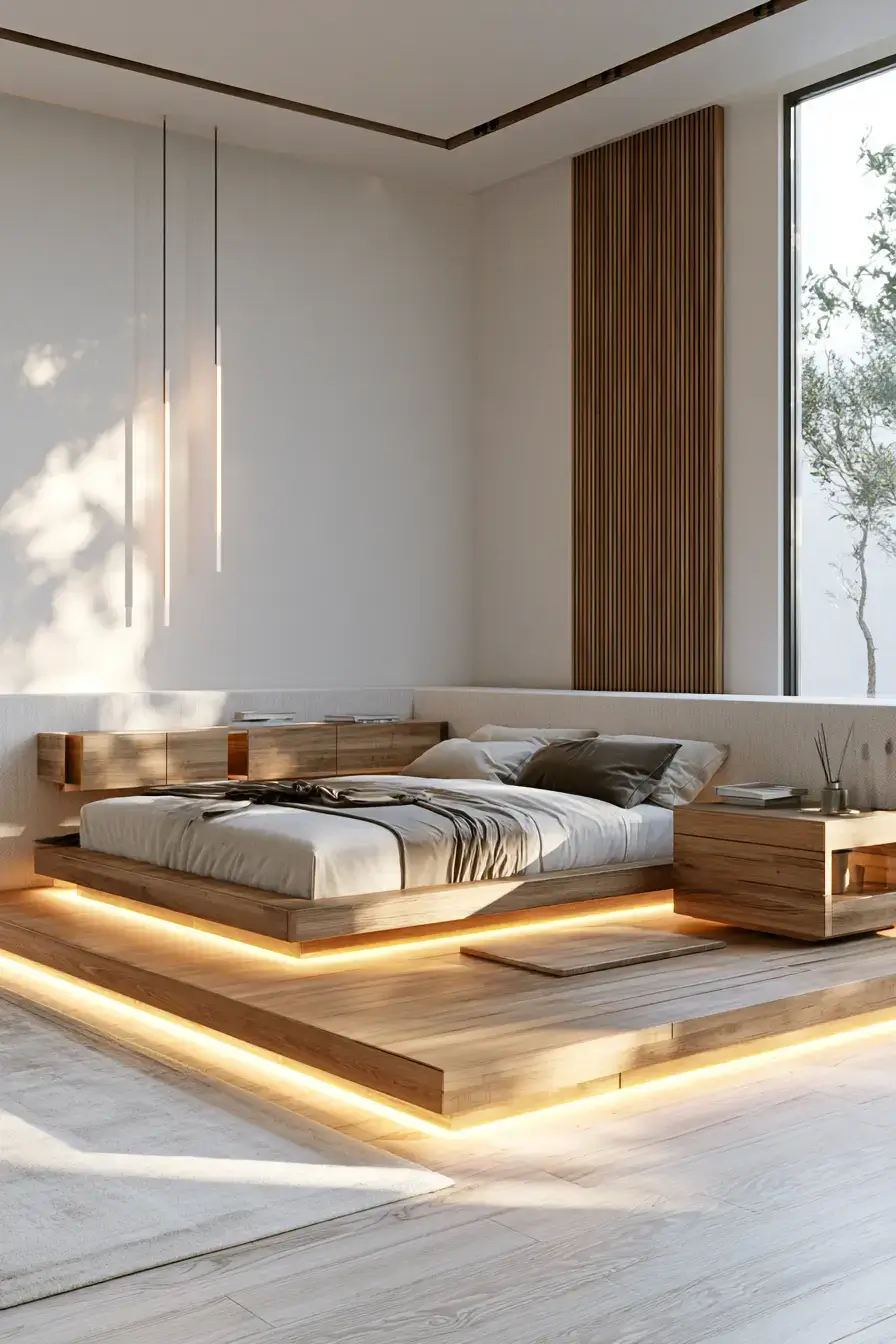 29 Japandi Style Bedroom Ideas with a Linen Platform Bed