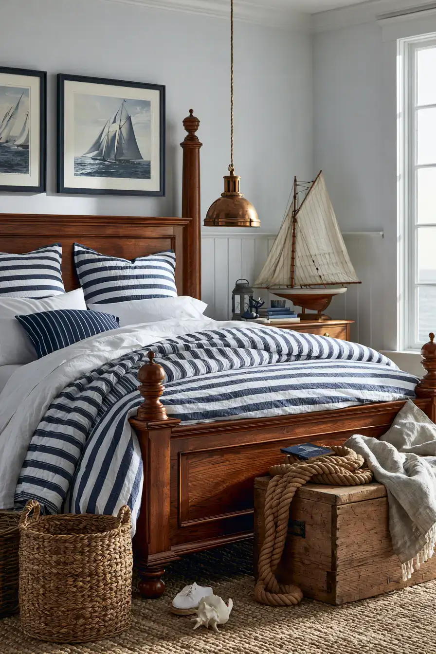 29 Nautical Bedroom Ideas with a Rope Headboard