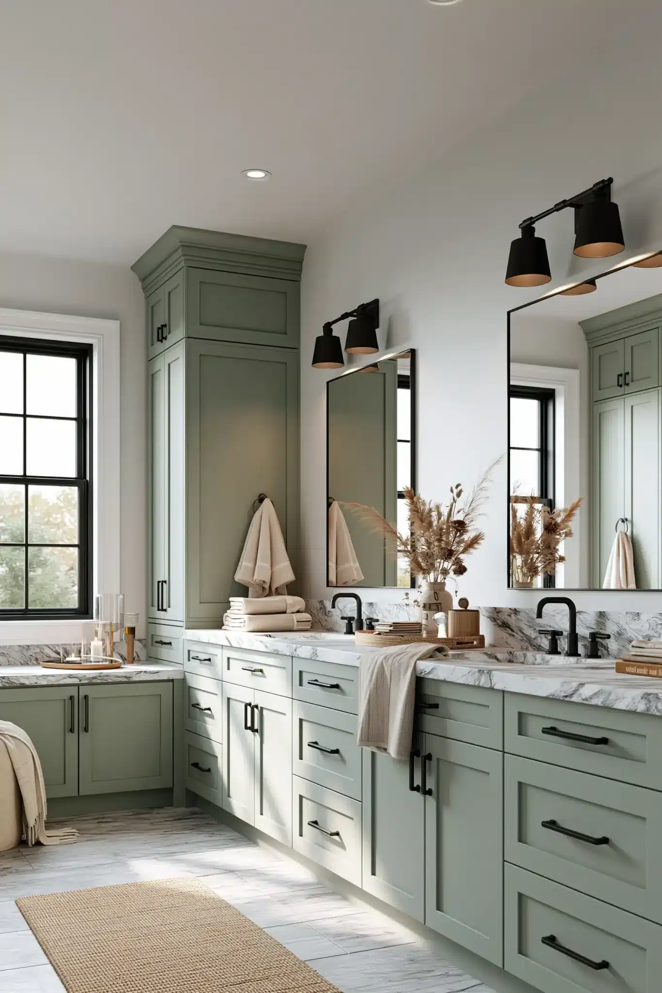 29 Sage Green and Black Bathroom Ideas for a Room That Feels Grounded sage green and black bathroom