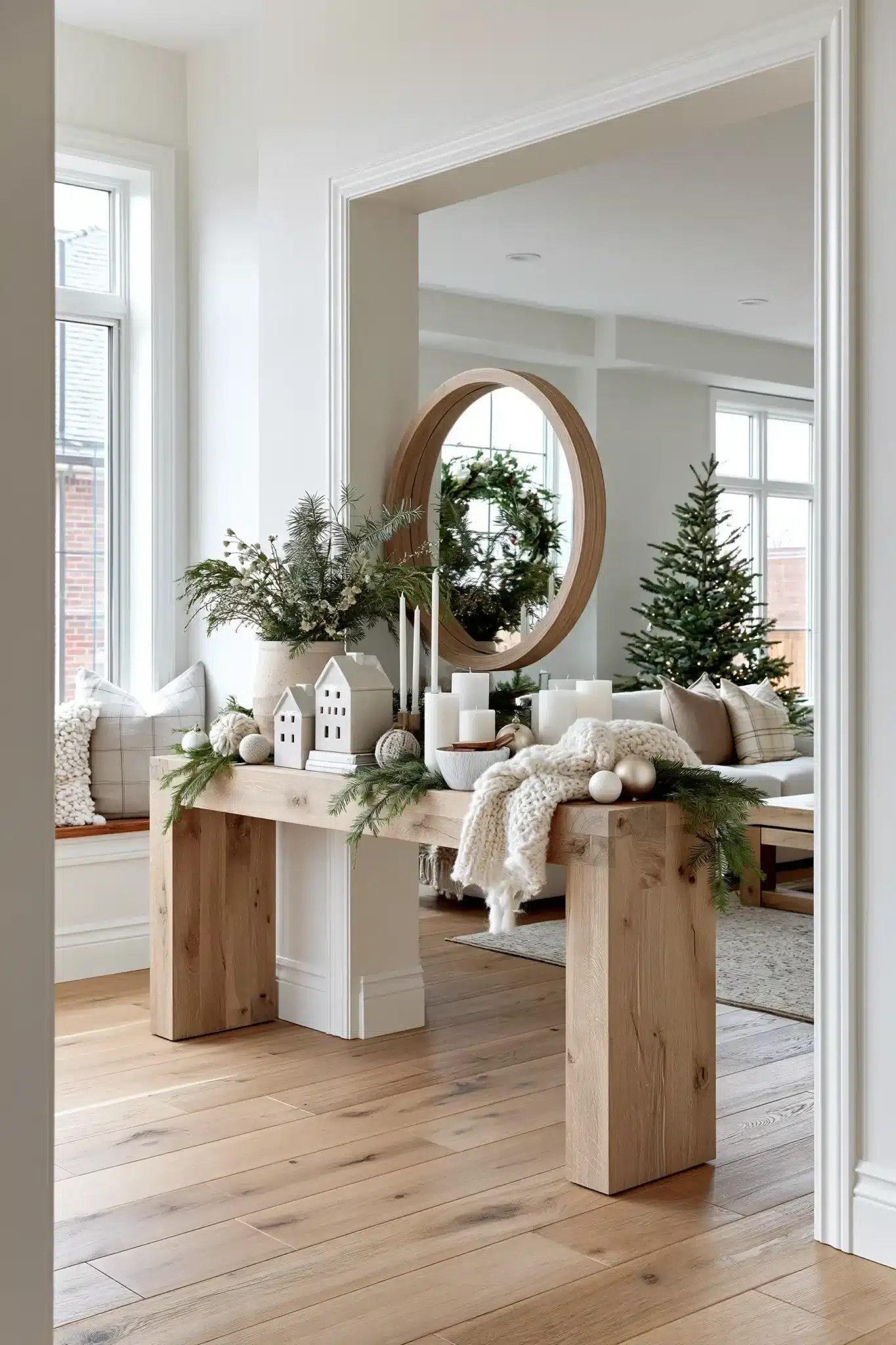 29 Christmas Entryway Table Decor Ideas That Say Hello Before Anything Else christmas entryway table decor