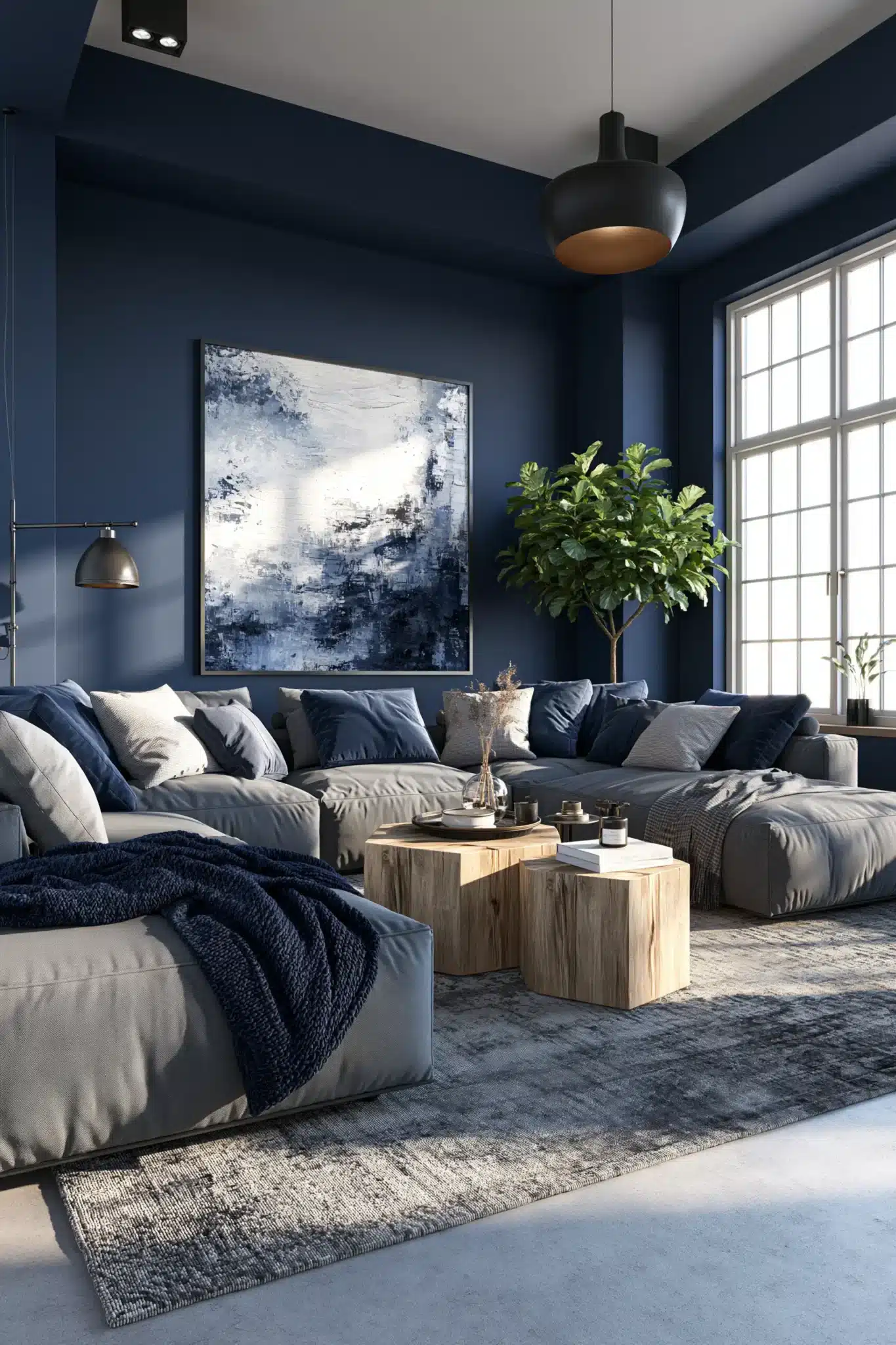 29 Navy Blue and Grey Living Room Ideas for a Space That Stays Calm navy blue and grey living room