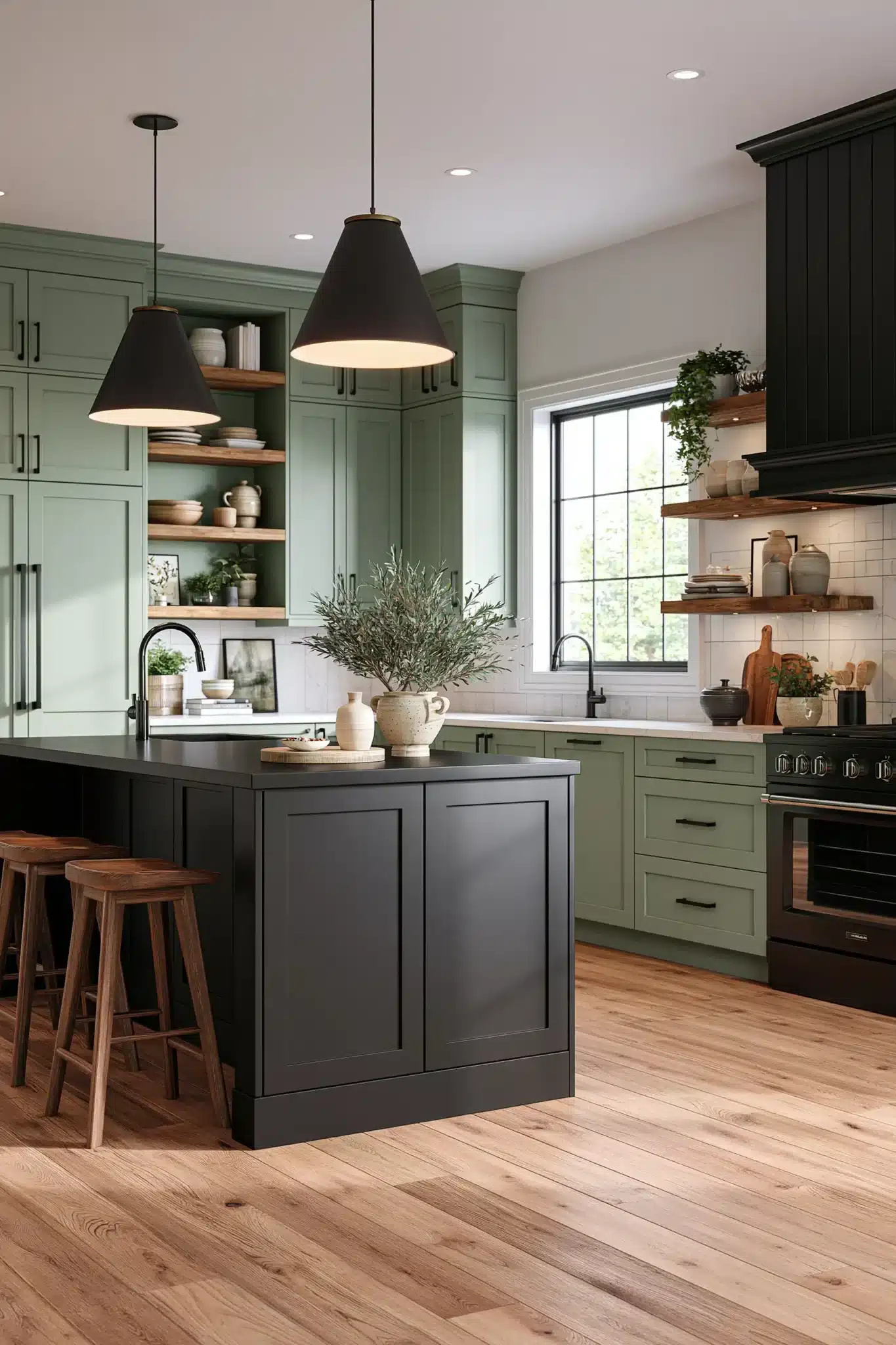 29 Sage Green and Black Kitchen Ideas for a Cook Space With a Little Bite sage green and black kitchen