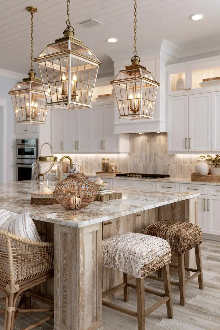 29 Nautical Kitchen Ideas with a Rope Pendant Light