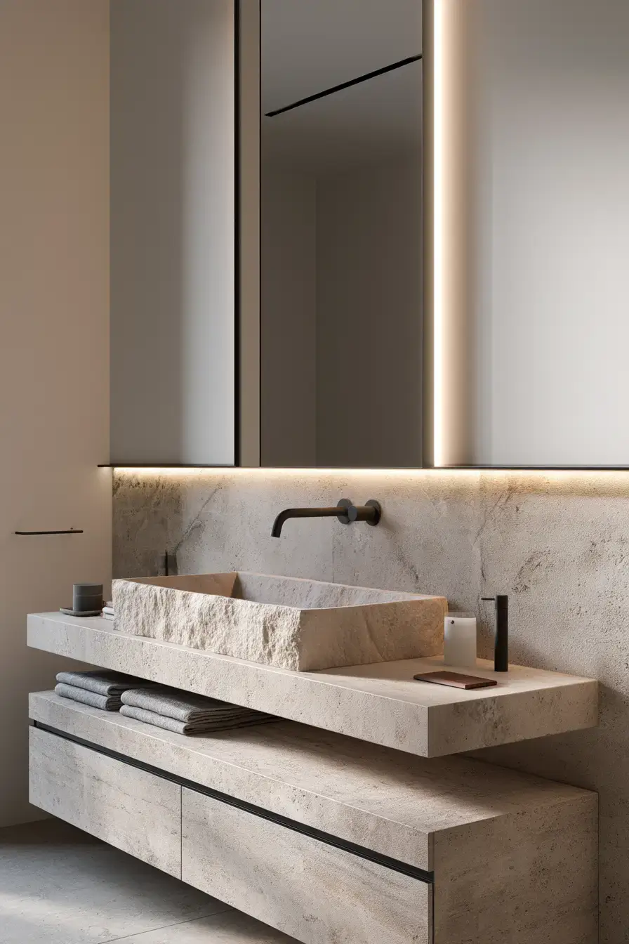 29 Stone Sink Bathroom Ideas for a Vanity With Real Weight stone sink bathroom