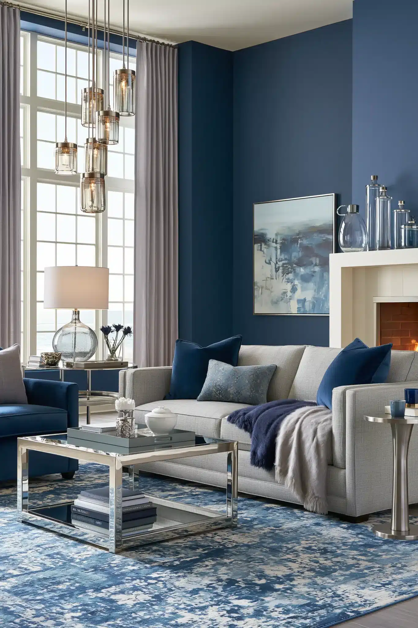 29 Navy Blue and Grey Living Room Ideas for a Space That Stays Calm navy blue and grey living room