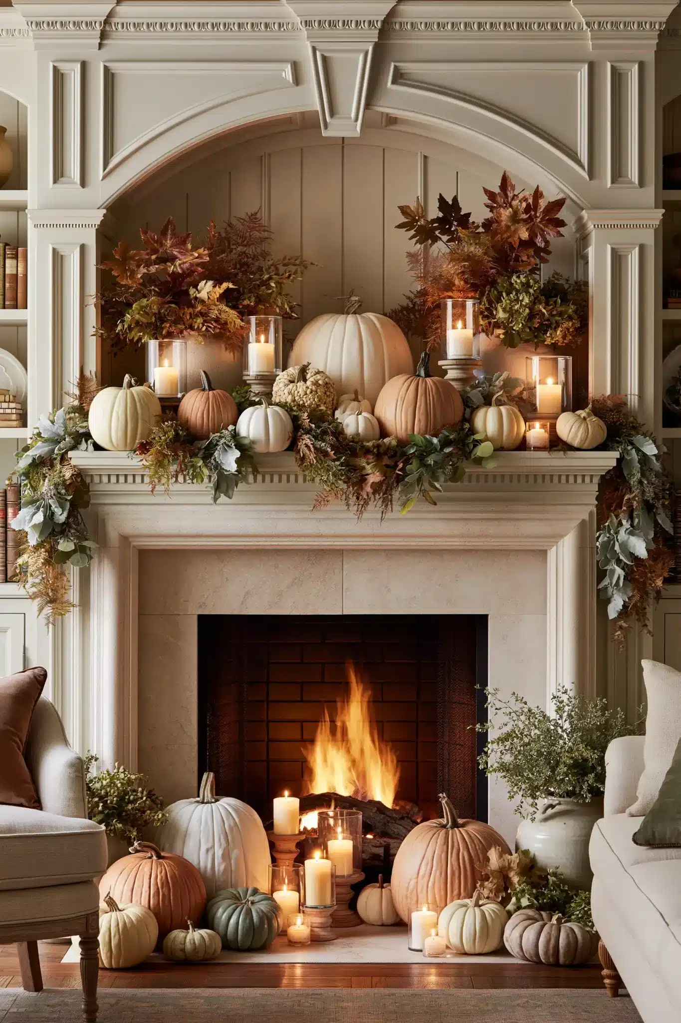 29 Thanksgiving Mantel Decor Ideas That Set a Warm First Impression thanksgiving mantel decor
