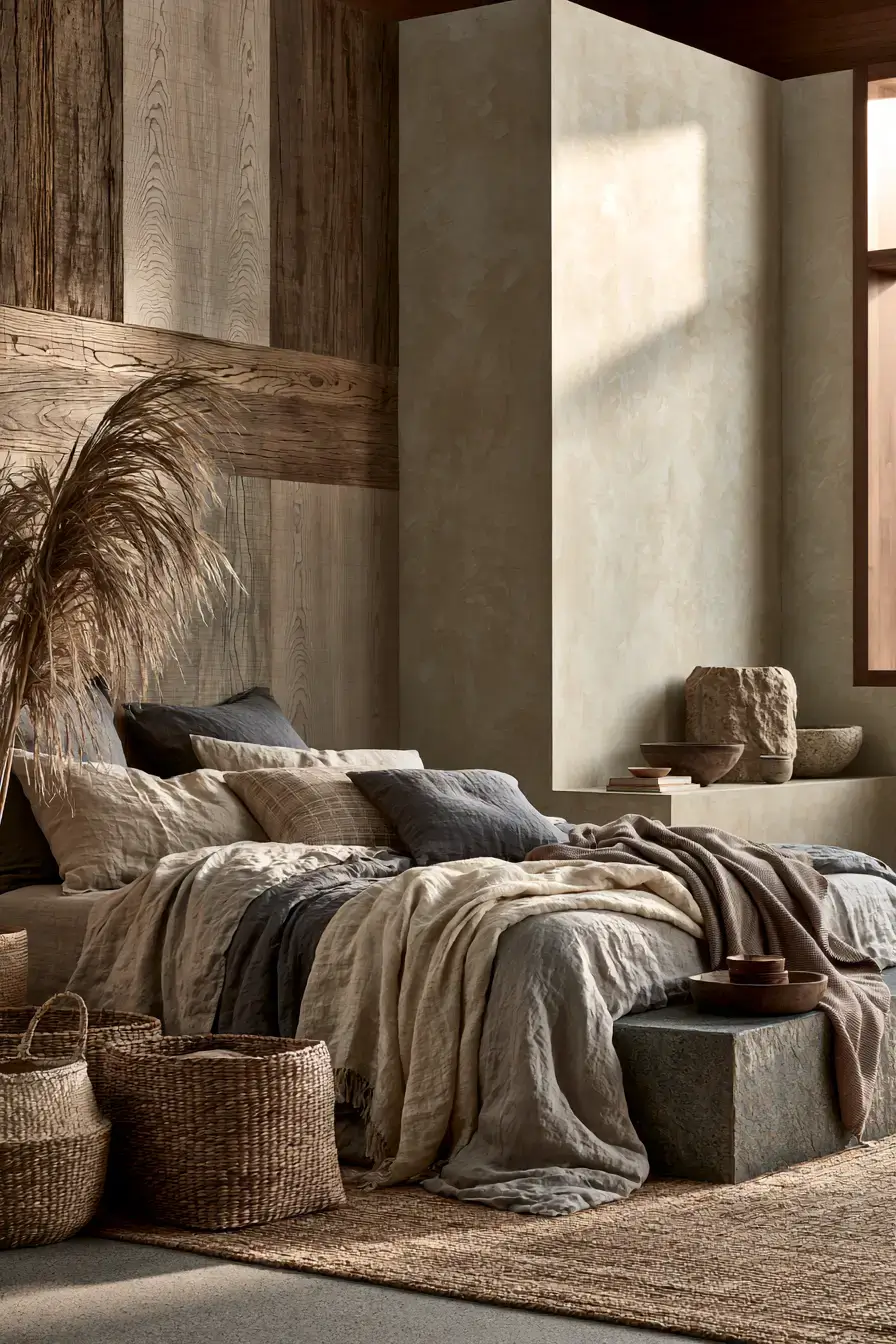29 Japandi Style Bedroom Ideas with a Linen Platform Bed