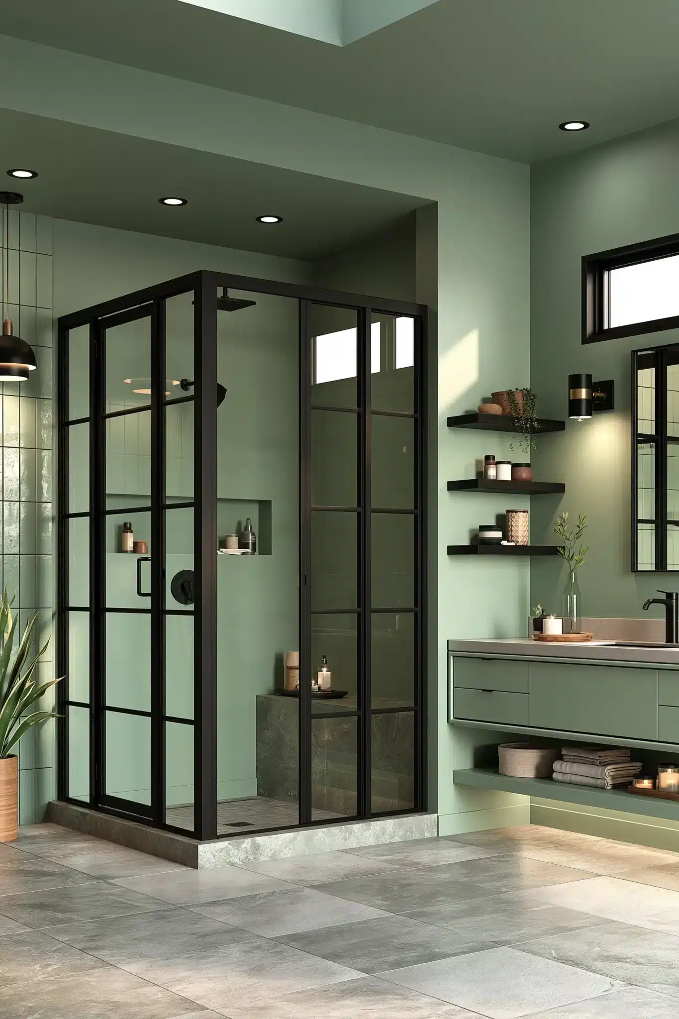 29 Sage Green and Black Bathroom Ideas for a Room That Feels Grounded sage green and black bathroom
