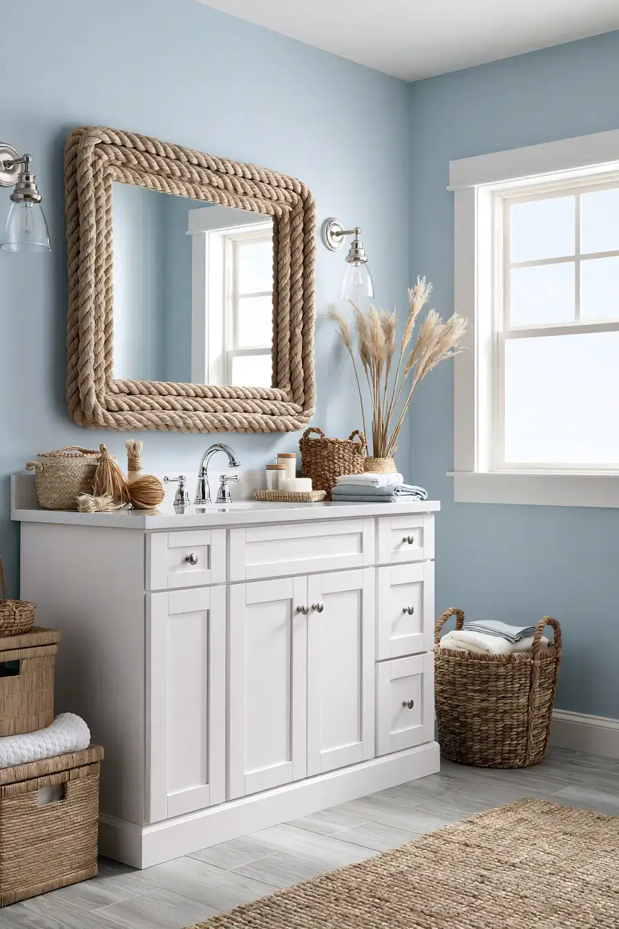 29 Nautical Bathroom Ideas with a Rope Towel Ladder 29 Nautical Bathroom Ideas with a Rope Towel Ladder