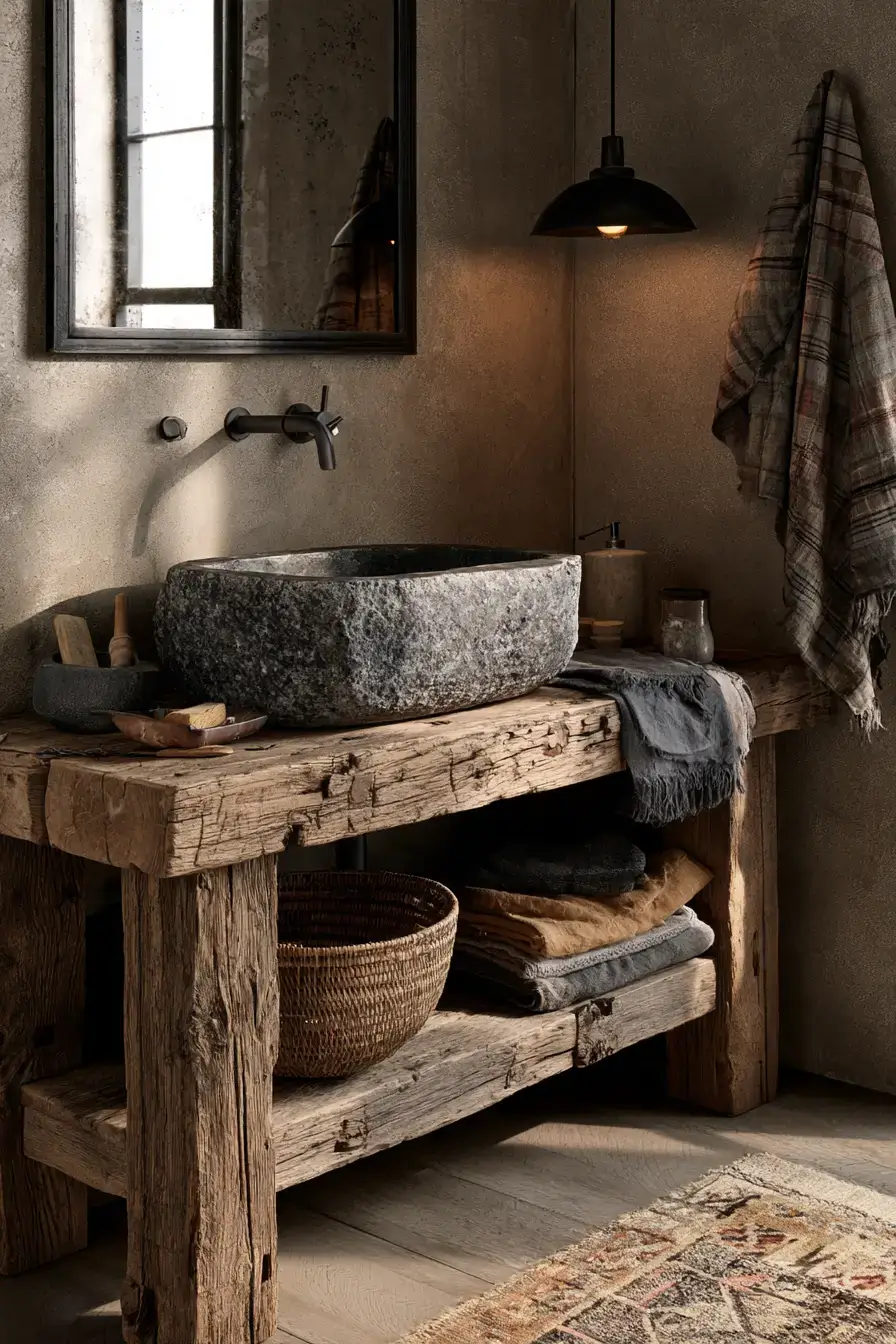 29 Stone Sink Bathroom Ideas for a Vanity With Real Weight stone sink bathroom
