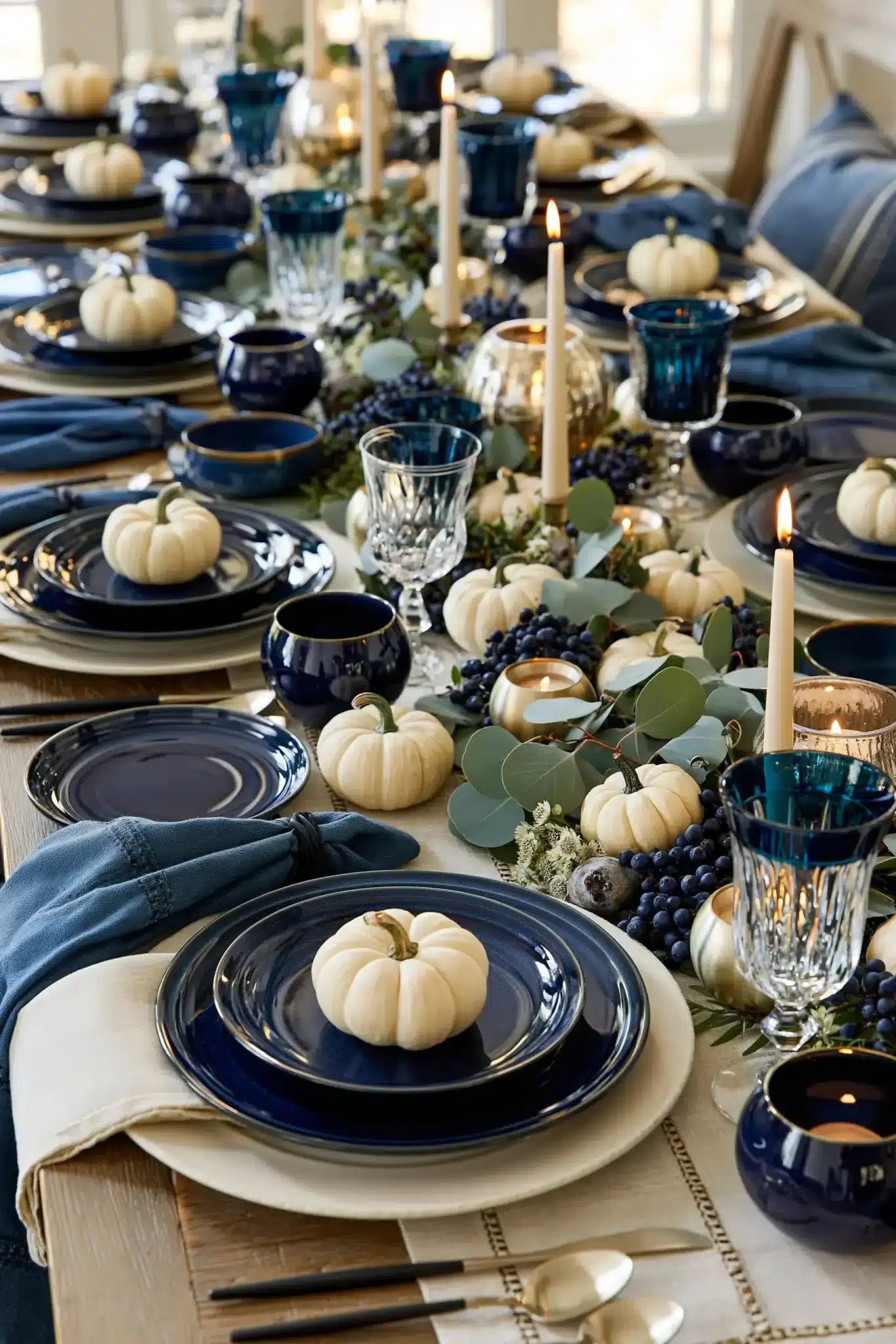 29 Blue Thanksgiving Table Decor Ideas Beyond the Usual Orange blue thanksgiving table decor