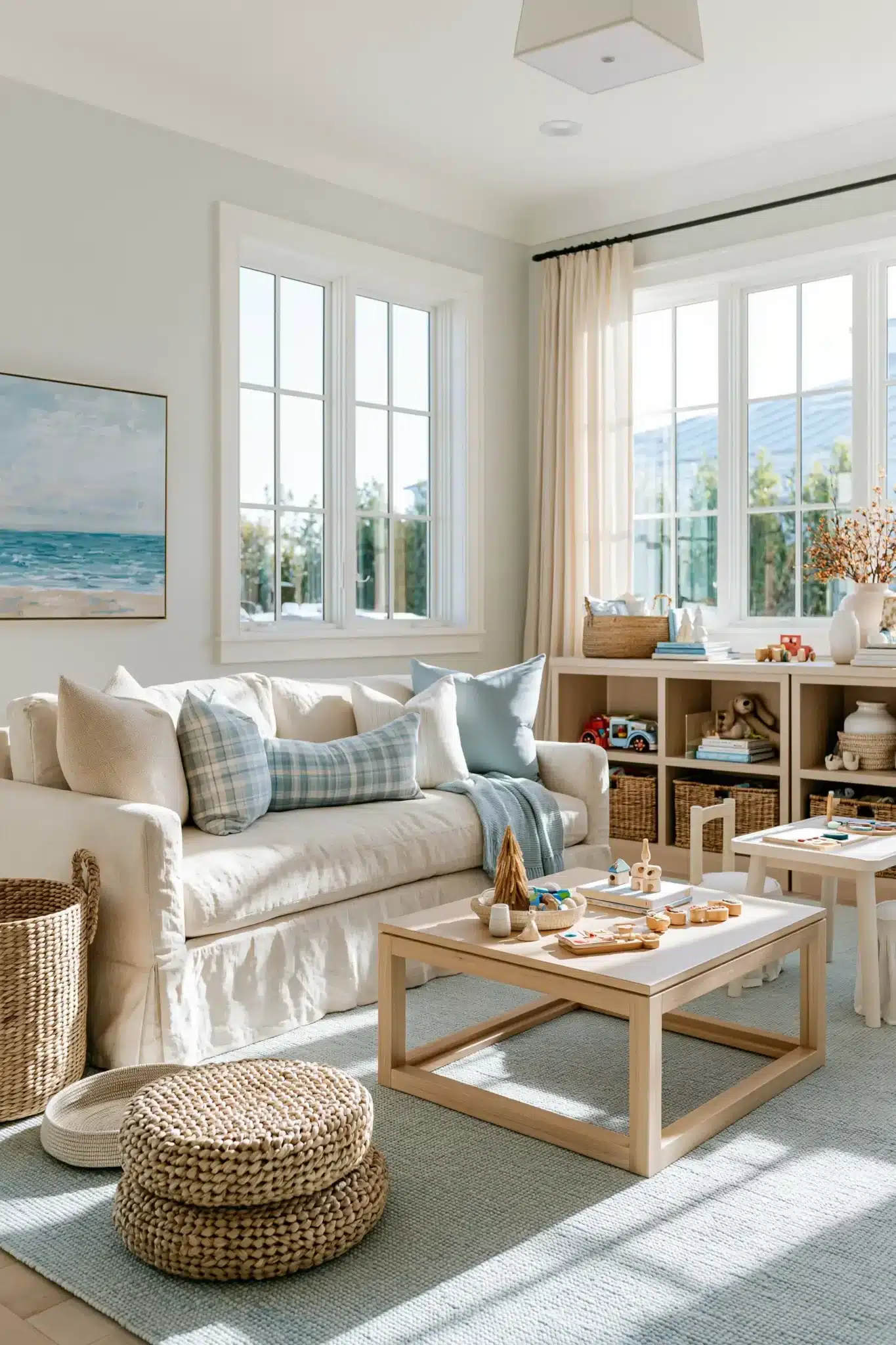 29 Family Room Playroom Ideas That Share the Space family room playroom