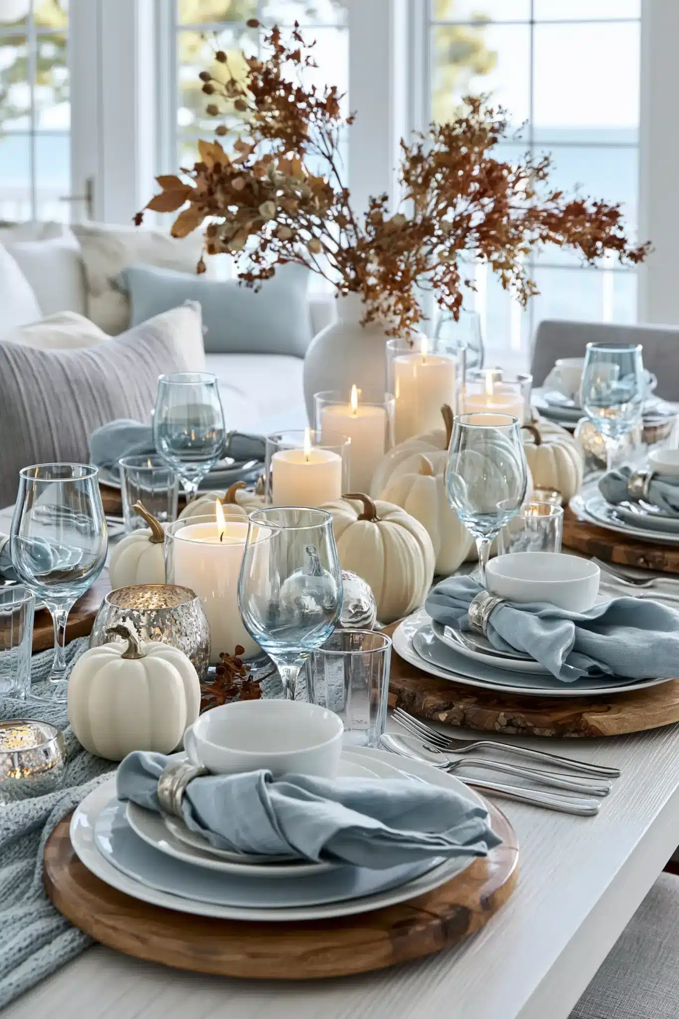 29 Blue Thanksgiving Table Decor Ideas Beyond the Usual Orange blue thanksgiving table decor