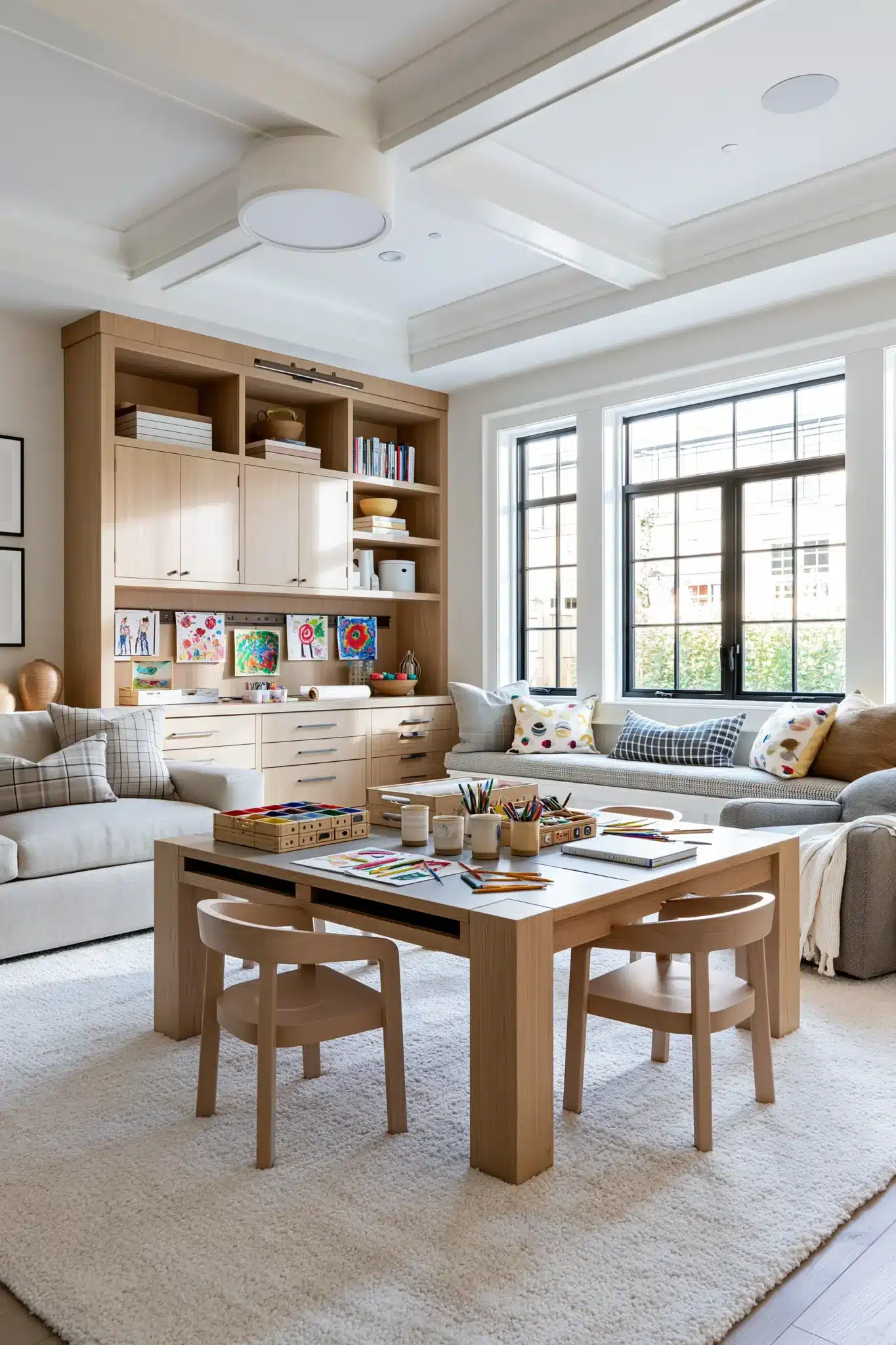 29 Family Room Playroom Ideas That Share the Space family room playroom