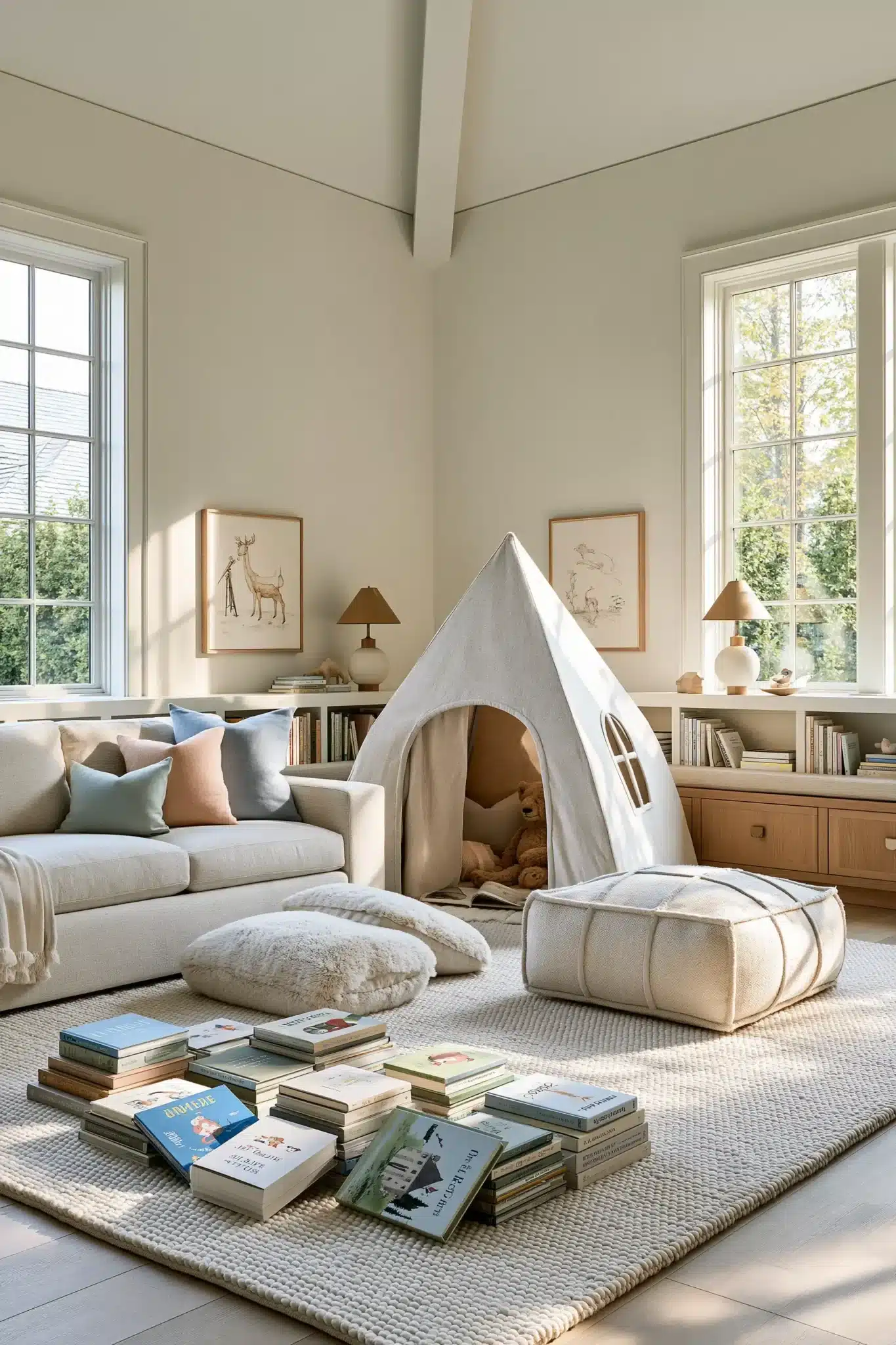 29 Family Room Playroom Ideas That Share the Space family room playroom