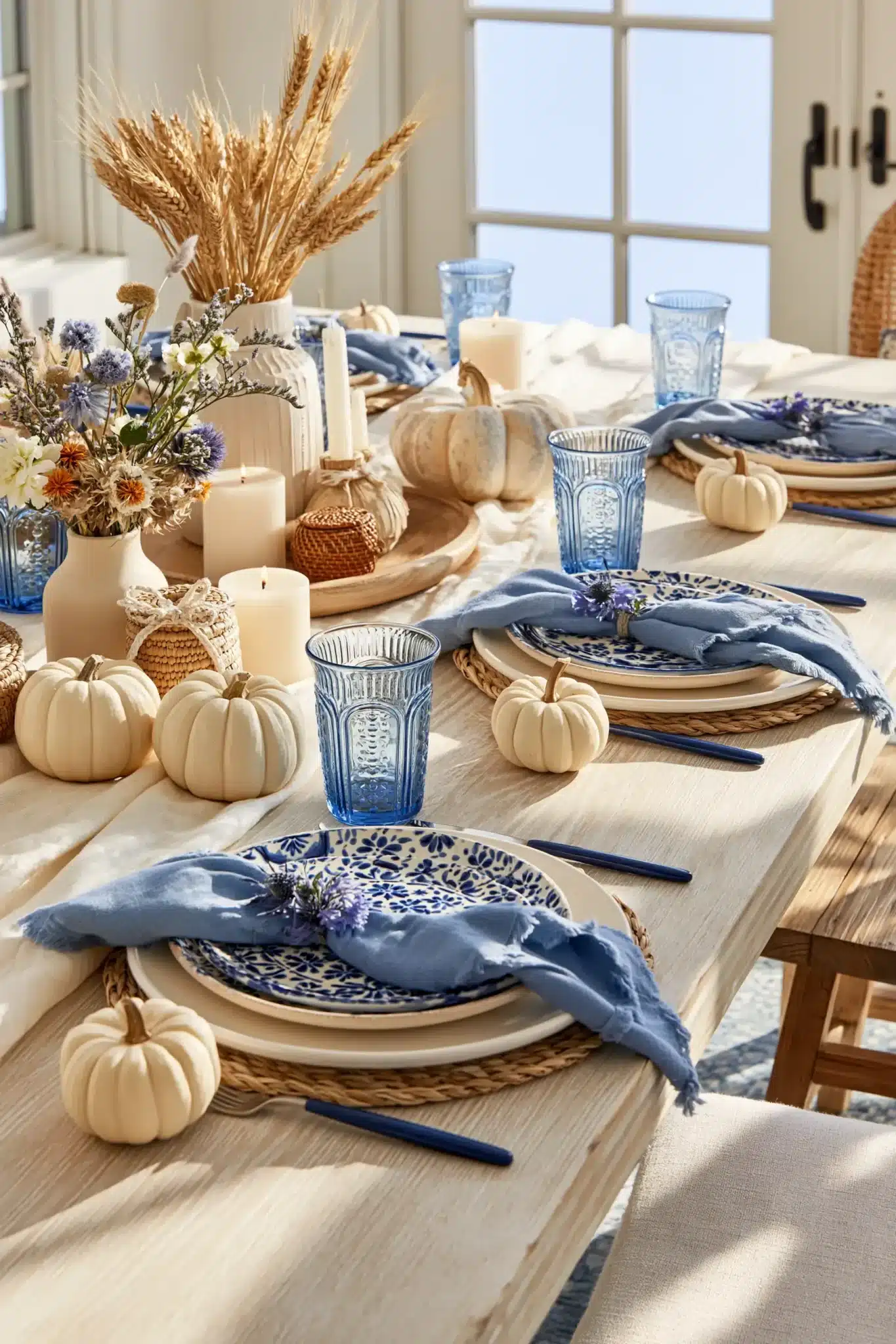 29 Blue Thanksgiving Table Decor Ideas Beyond the Usual Orange blue thanksgiving table decor