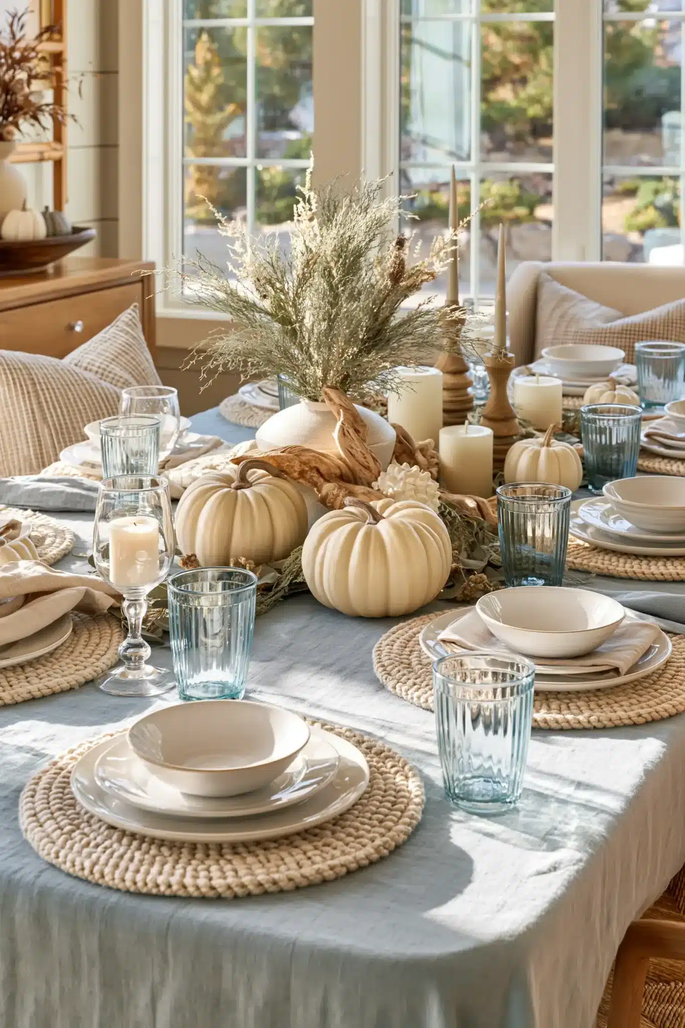 29 Blue Thanksgiving Table Decor Ideas Beyond the Usual Orange blue thanksgiving table decor