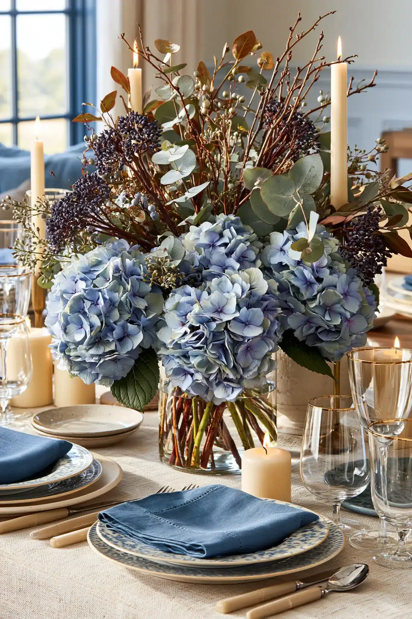29 Blue Thanksgiving Table Decor Ideas Beyond the Usual Orange blue thanksgiving table decor