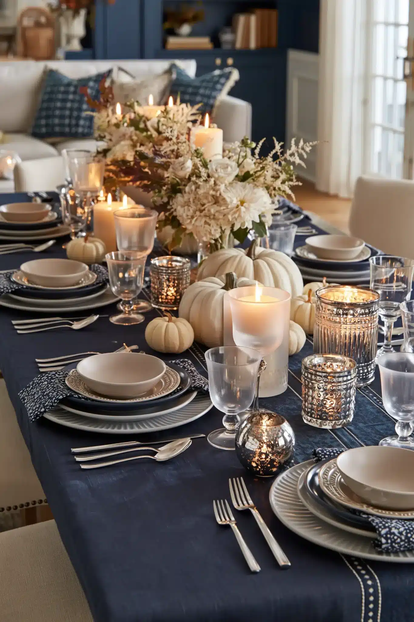 29 Blue Thanksgiving Table Decor Ideas Beyond the Usual Orange blue thanksgiving table decor