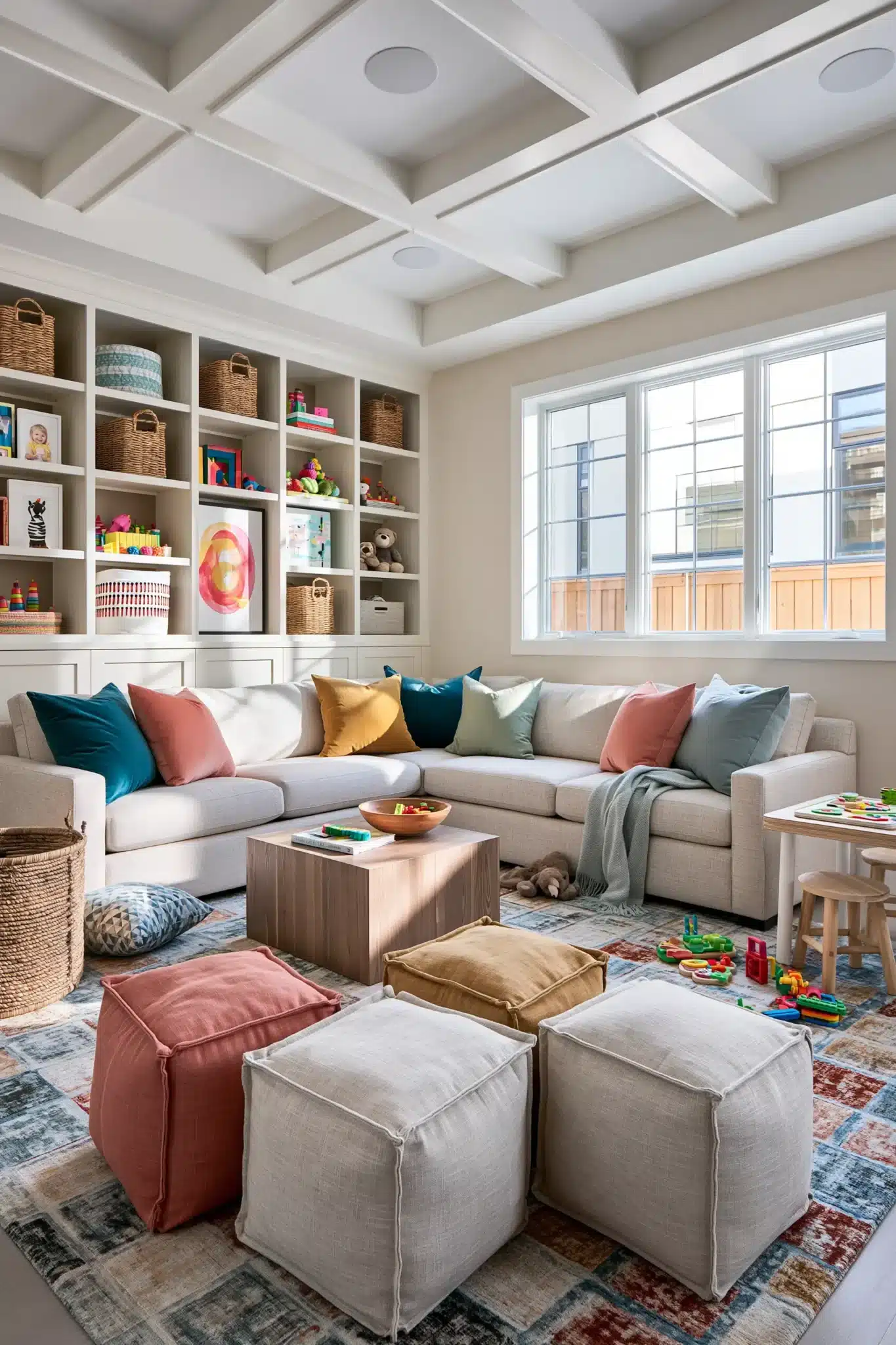 29 Family Room Playroom Ideas That Share the Space family room playroom