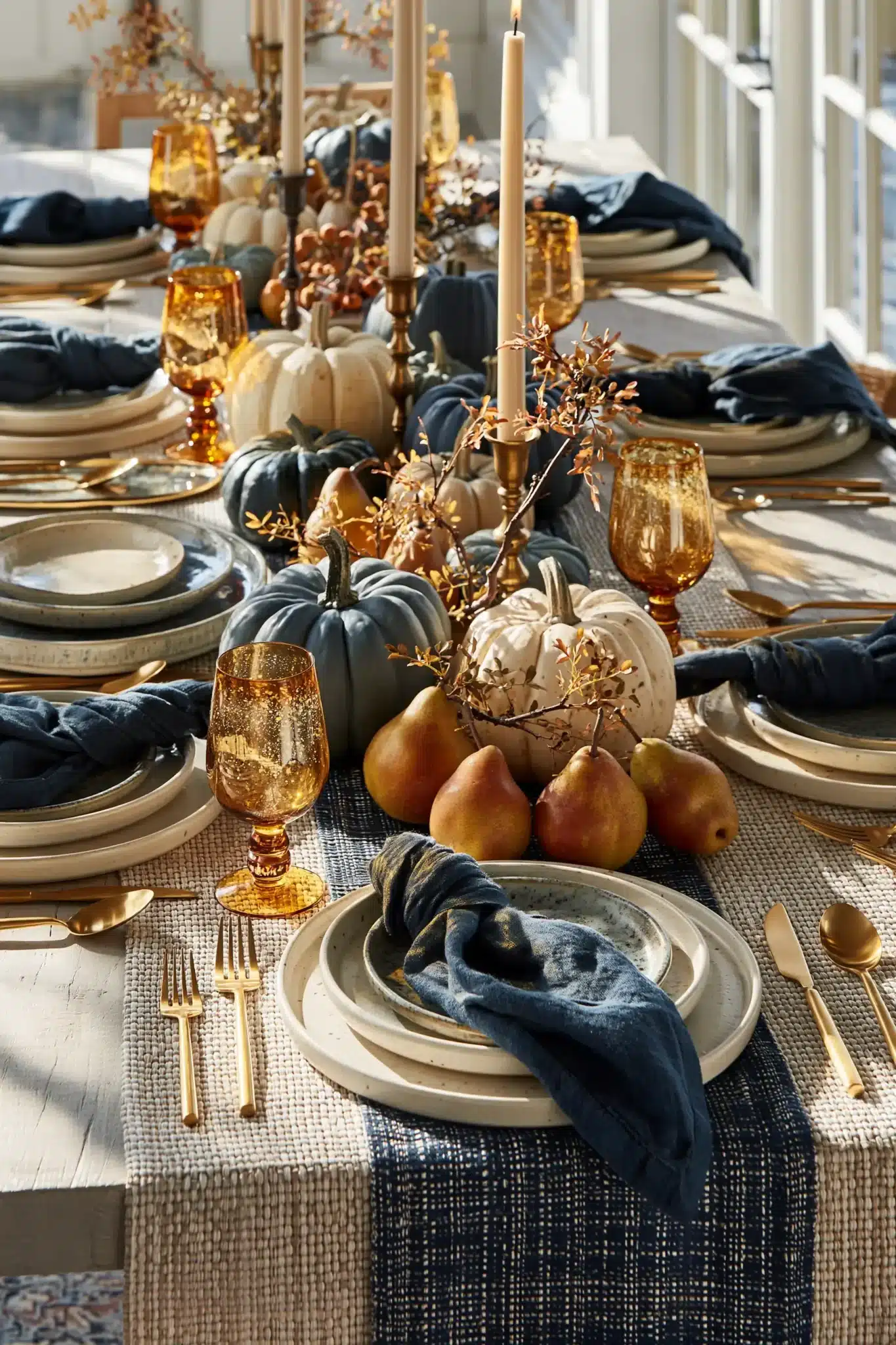 29 Blue Thanksgiving Table Decor Ideas Beyond the Usual Orange blue thanksgiving table decor