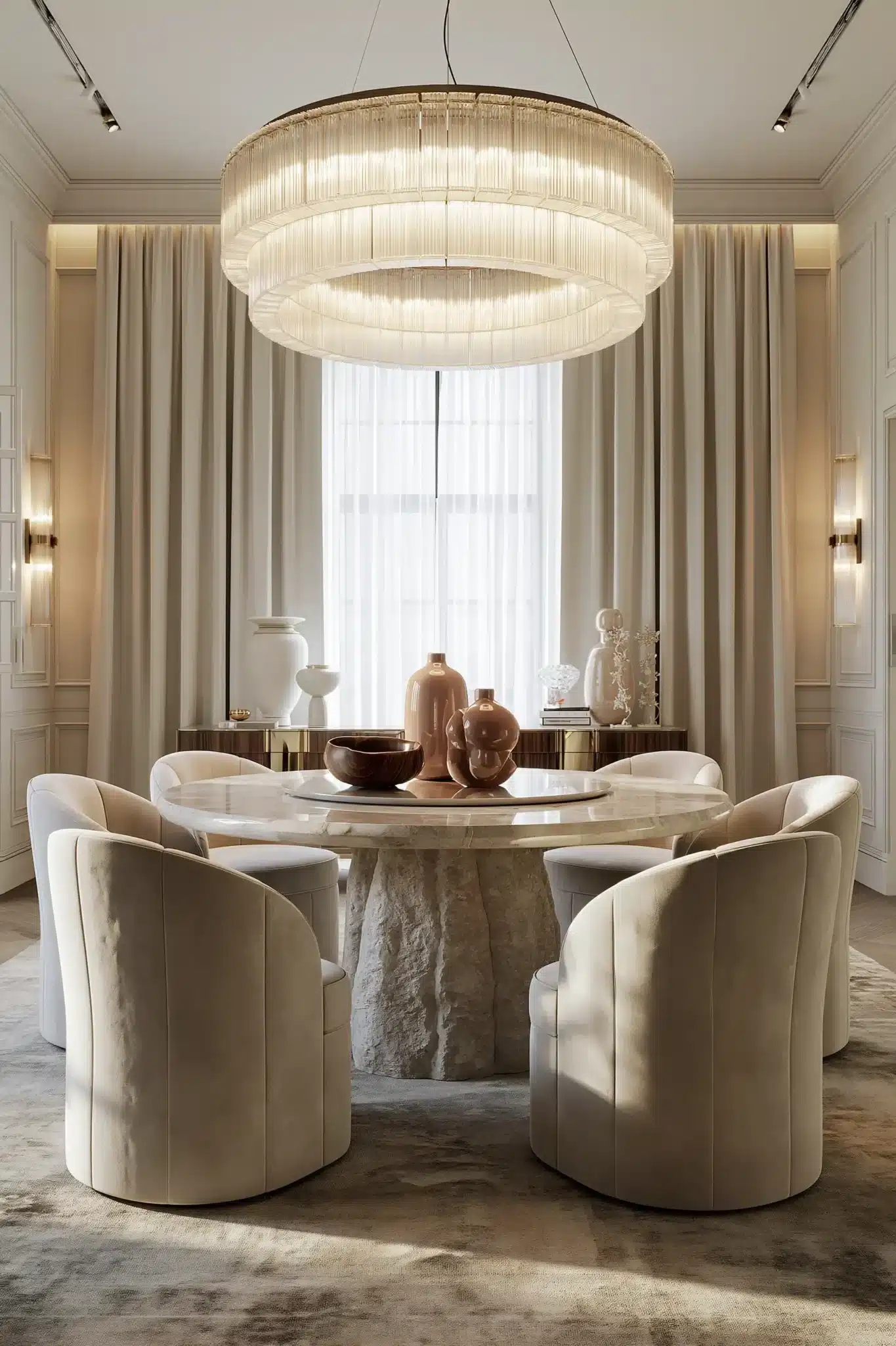 29 Round Table Dining Room Plans for Easier Conversation round table dining room