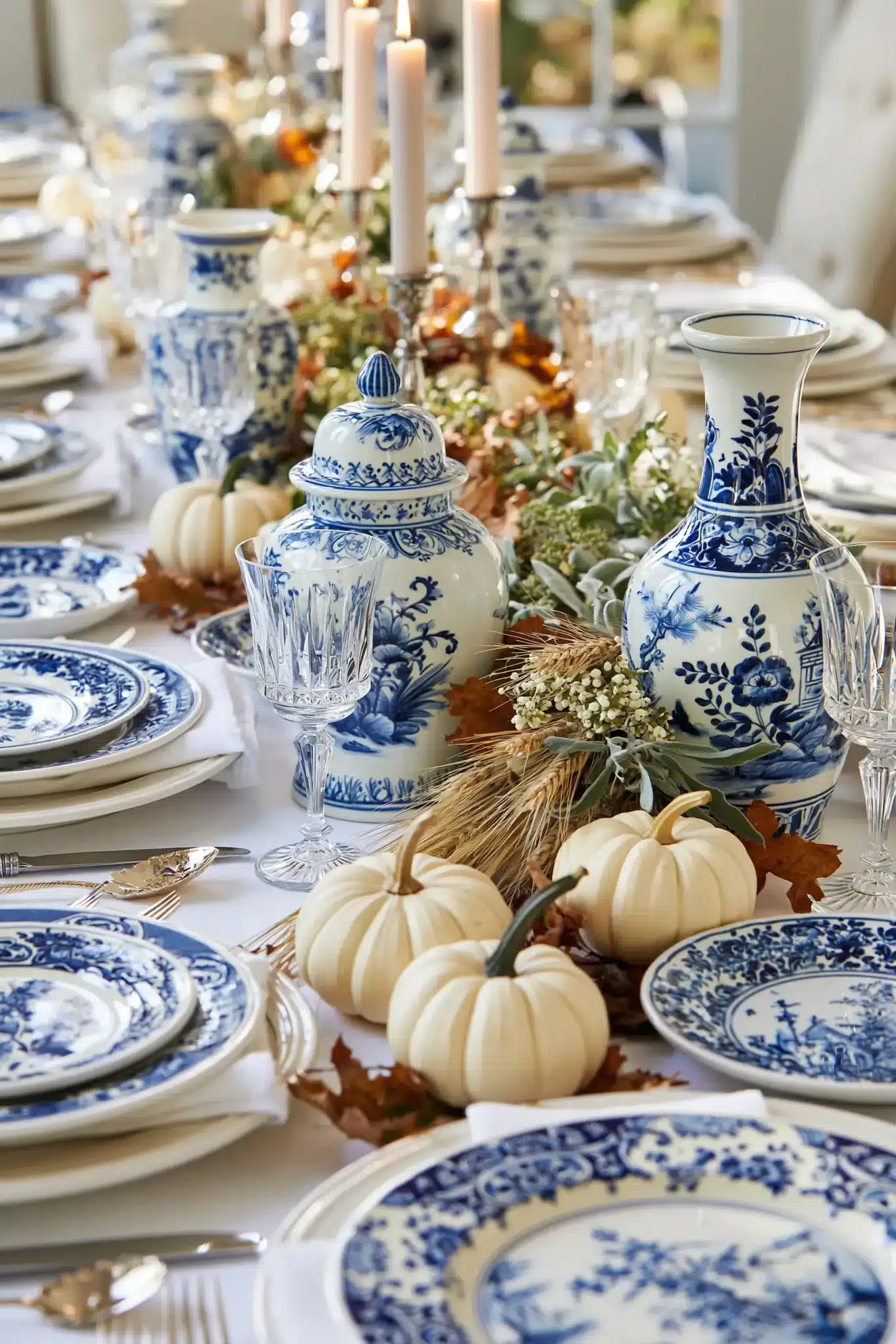 29 Blue Thanksgiving Table Decor Ideas Beyond the Usual Orange blue thanksgiving table decor